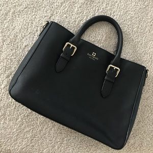 kate spade black leather tote